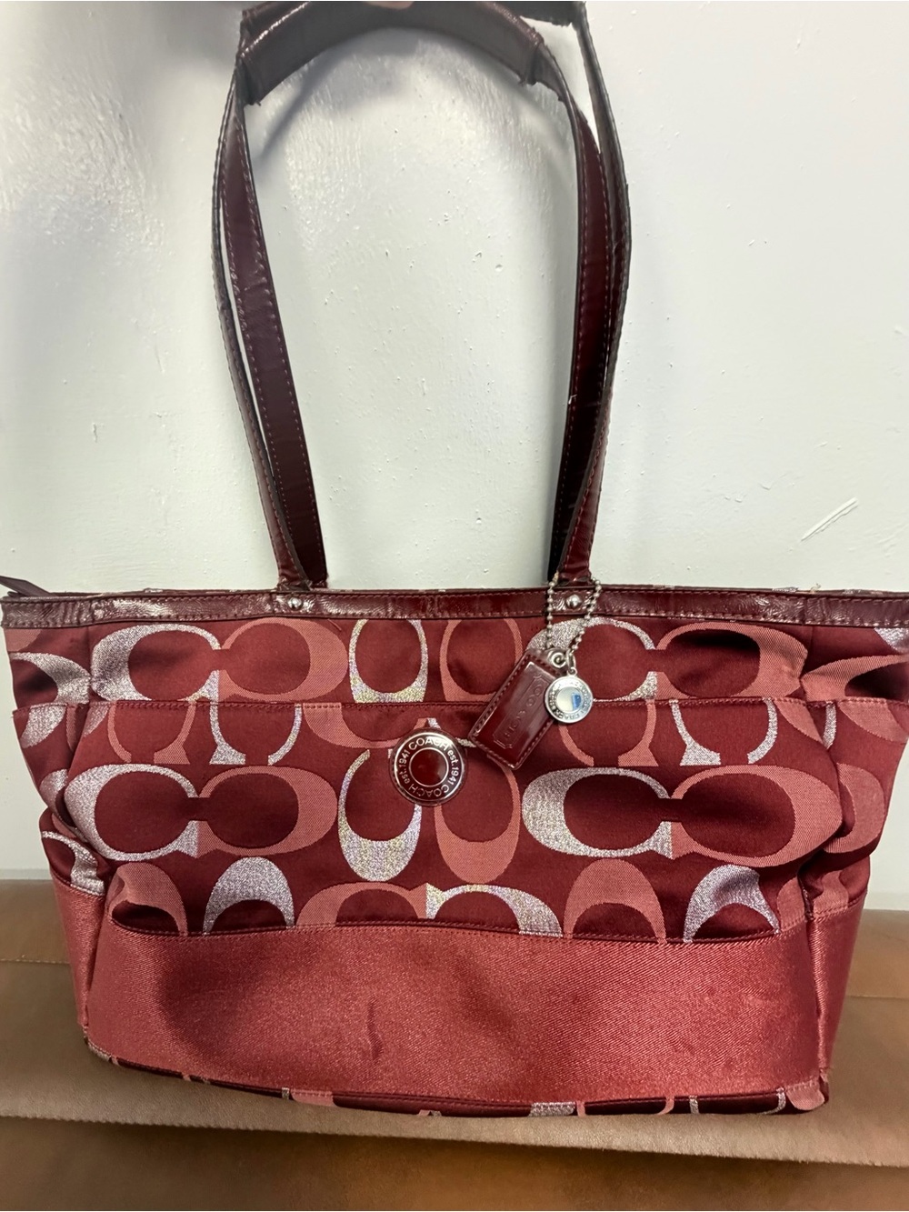 Coach Signature Tote Bag in Burgundy